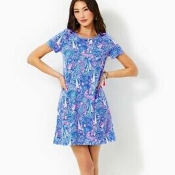 🆕 Lilly Pulitzer Cody Short Sleeve Dress in Boca Blue It's a Sailabration XS - Picture 3 of 11